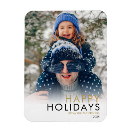 シンプル家族の写真クリスマスハッピーホリデー マグネット