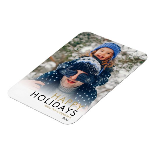 シンプル家族の写真クリスマスハッピーホリデー マグネット (左側)