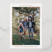 シンプル家族の写真クリスマス 箔シーズンカード (正面)