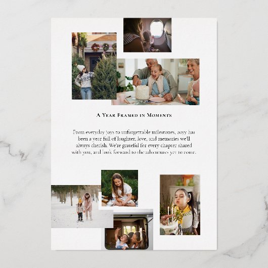 シンプル家族の写真クリスマス 箔シーズンカード (裏面)