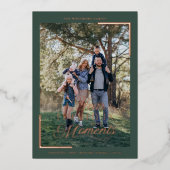 シンプル家族の写真クリスマス 箔シーズンカード (正面)