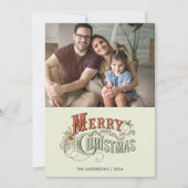 シンプル家族の写真メリークリスマス シーズンカード (正面)