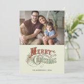 シンプル家族の写真メリークリスマス シーズンカード (スタンド正面)