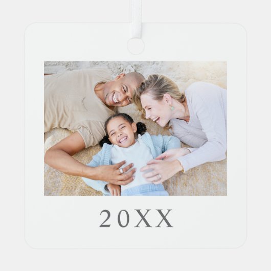 シンプル家族の写真両面クリスマス メタルオーナメント (裏面)