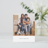 シンプル家族の写真引っ越しました新しい自宅住所 ポストカード (スタンド正面)