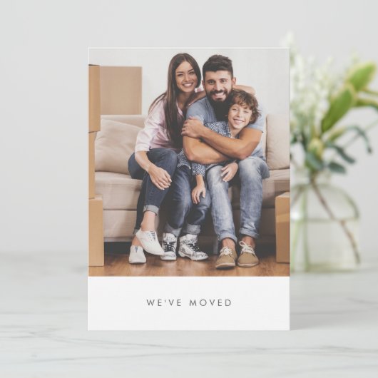 シンプル家族の写真引っ越しました新しい自宅住所 案内状 (スタンド正面)