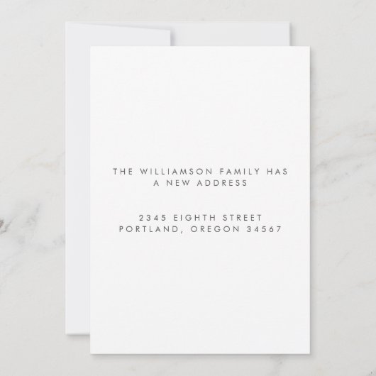 シンプル家族の写真引っ越しました新しい自宅住所 案内状 (裏面)