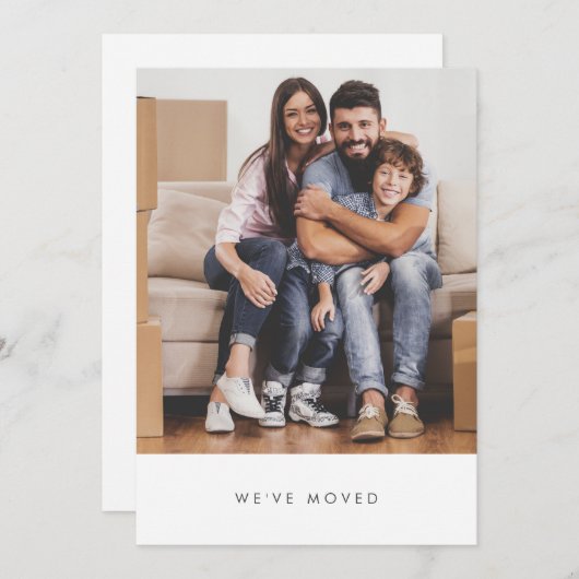 シンプル家族の写真引っ越しました新しい自宅住所 案内状 (正面/裏面)