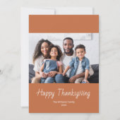 シンプル家族の写真焼けオレンジ感謝祭 シーズンカード (正面)