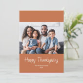 シンプル家族の写真焼けオレンジ感謝祭 シーズンカード (スタンド正面)