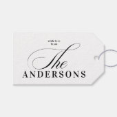 シンプル家族の名前クリスマスホリデーギフトラベル ギフトタグ (正面(横))