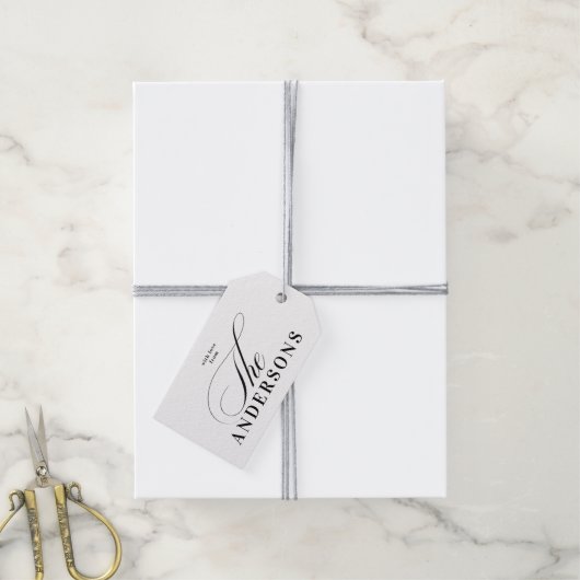 シンプル家族の名前クリスマスホリデーギフトラベル ギフトタグ (より糸付き)