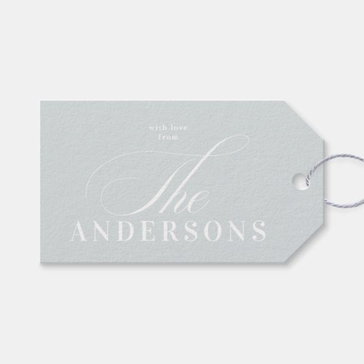 シンプル家族の名前クリスマスホリデーギフトラベル ギフトタグ (正面(横))