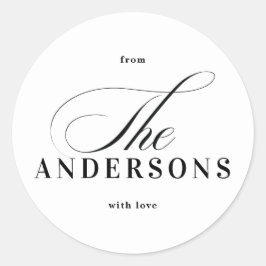 シンプル家族の名前クリスマスホリデーステッカー ラウンドシール