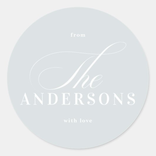 シンプル家族の名前クリスマスホリデーステッカー ラウンドシール (正面)