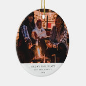 シンプル家族エレガント写真クリスマス セラミックオーナメント (右)