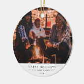 シンプル家族エレガント写真クリスマス セラミックオーナメント (左)