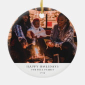 シンプル家族エレガント写真クリスマス セラミックオーナメント (裏面)