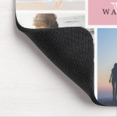 シンプル家族フォトコラージュ&ピンクモノグラム マウスパッド (コーナー)