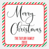 シンプル家族モダンからのクリスマスの祝祭 スクエアシール (正面)