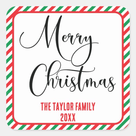 シンプル家族モダンからのクリスマスの祝祭 スクエアシール (正面)