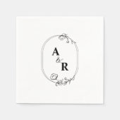 シンプル対エレガントイニシャル結婚ズ スタンダードカクテルナプキン (正面)