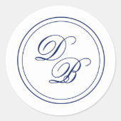 シンプル封筒用シール青と白 ラウンドシール (正面)