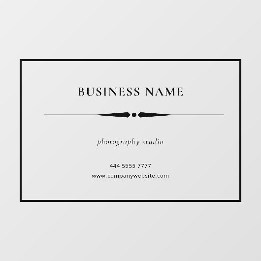 シンプル小ビジネス名ブラックフレームトランスペアレント ウィンドウサイン (シート)