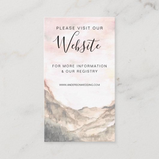 シンプル山の水の色のサ結婚イト エンクロージャーカード (正面)