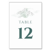 シンプル山素朴緑と白結婚色 テーブルナンバー (裏面)