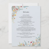 シンプル山花埃っぽいブルーモノグラム詳細と 招待状 (裏面)