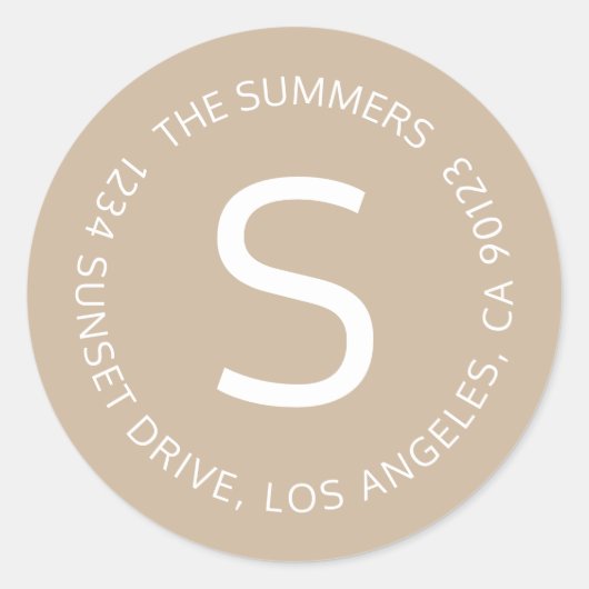 シンプル差出人住所または循環文字 ラウンドシール (正面)