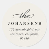 シンプル差出人住所シール |クリーム ラウンドシール (正面)