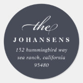 シンプル差出人住所シール |ネイビー ラウンドシール (正面)