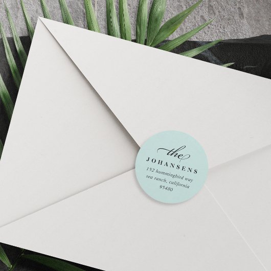 シンプル差出人住所シール |ミント ラウンドシール