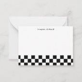 シンプル市松模様にパーソナライズされたメモカード ノートカード (正面)