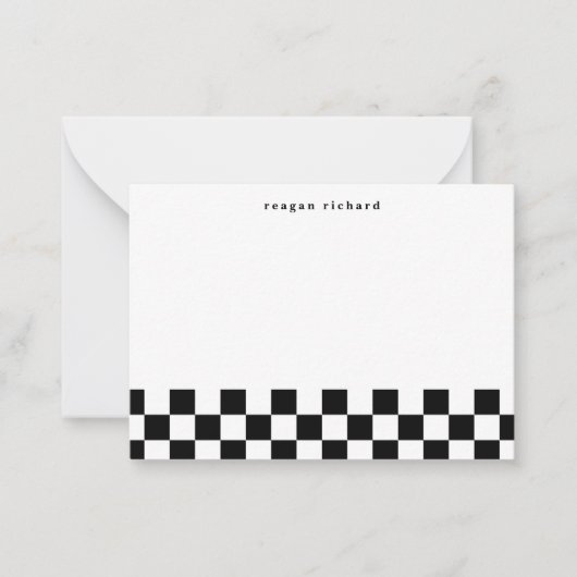 シンプル市松模様にパーソナライズされたメモカード ノートカード (正面)