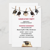 シンプル帽子ロープ卒業党 招待状 (正面/裏面)