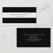 シンプル平エレガント白黒ストライプの モダン 名刺 (正面/裏面)