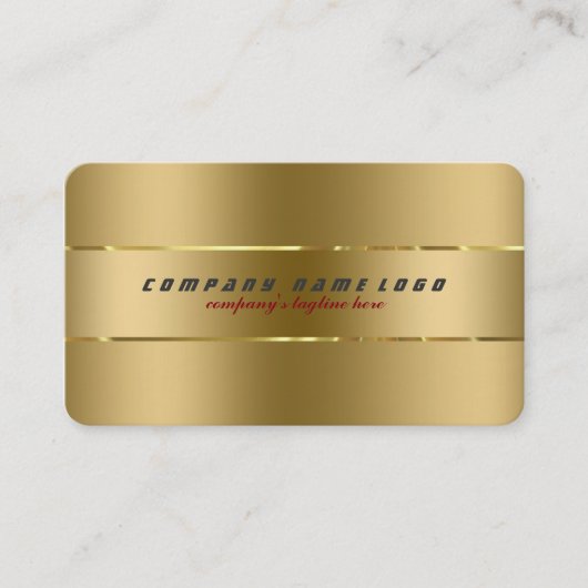 シンプル平モダン金ゴールド金属デザイン 名刺 (正面)