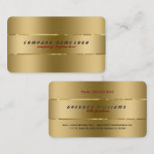 シンプル平モダン金ゴールド金属デザイン 名刺 (正面/裏面)