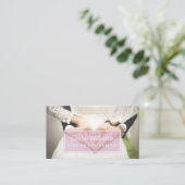 シンプル平桃撮モダン影名刺 名刺 (スタンド正面)