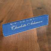 シンプル平滑ミニマルエレガントモダン深い青 デスクネームプレート (側面)