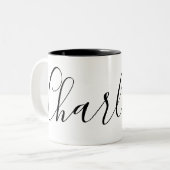 シンプル平白と黒の名前をカスタムするシャーロット ツートーンマグカップ (正面左)