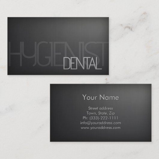 シンプル平銀模様歯科衛生士カード 名刺 (正面/裏面)