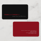 シンプル平黒エレガント赤ミニマリスト 名刺 (正面/裏面)