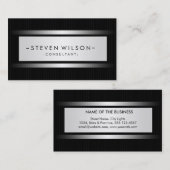 シンプル平黒ストライプのモダン 名刺 (正面/裏面)
