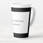 シンプル平黒白縁どミニマモダンリスト カフェラテマグ (右アングル)