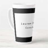 シンプル平黒白縁どミニマモダンリスト カフェラテマグ (左アングル)