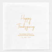 シンプル幸せな感謝祭ディナー 箔ナプキン (正面)